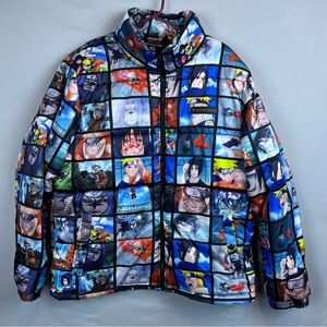 Hypland Naruto Jacket Men’s XL Multicolor Anime Puffer Quilted Full Zip Collared